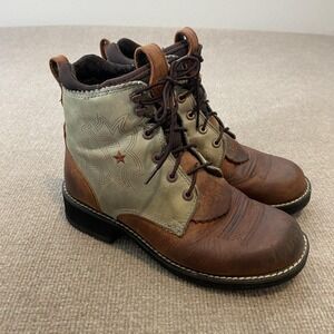 Ariat Boots Womens Size 7.5 Brown Leather Ankle Western Riding Lace Up 16305